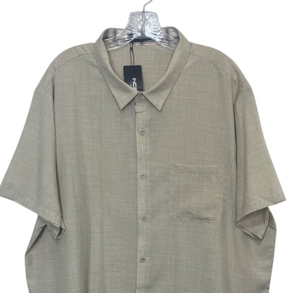 Incerun Button Front Shirt Mens 2XL Beige New Short Sleeve - Picture 3 of 8